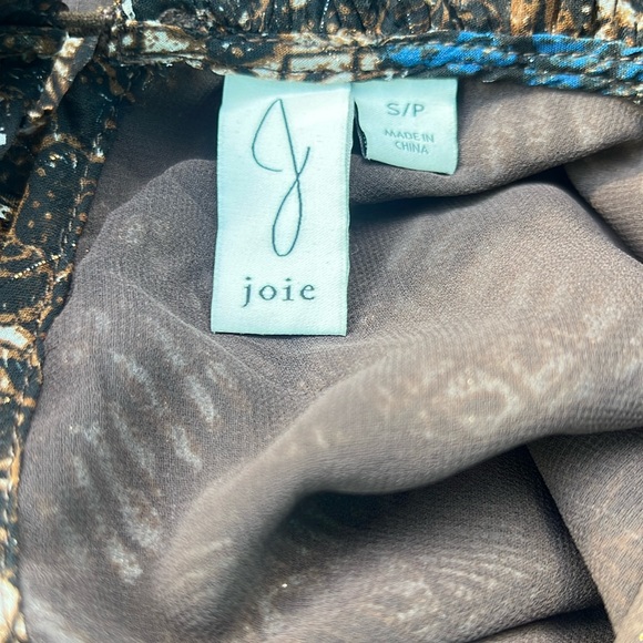 JOIE Long Sleeve Brown Floral and Metallic Blouse - Picture 2 of 13